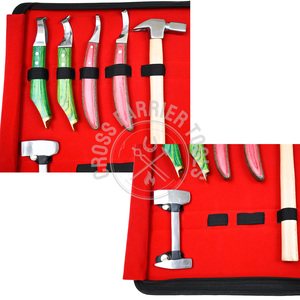 High Farrier Toolkit Hoof Cutter, Nipper, Nail Puller, Two Driving <b>Hammers</b>, <b>Loop</b> Knife with Hook, Green Wooden Handle Non-Slip - Product Image 6