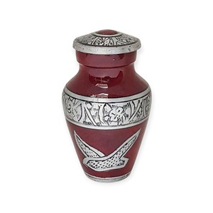 Urna Conmemorativa de Metal Plateado Pulido de Primera Calidad, Completamente Grabada con Arte Floral, para Guardar Cenizas - Product Image 6