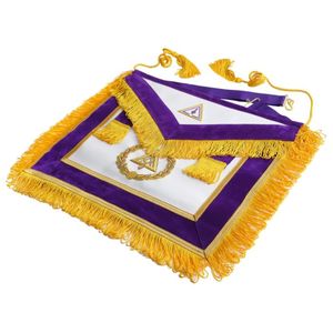 Delantal de Maestro de la Orden Real y Maestros Selectos, según el Reglamento Inglés, con bordes de terciopelo morado y borlas. - Product Image 2