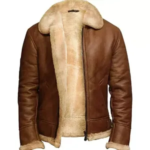 Mens Brown B3 <b>Bomber</b> Leather <b>Jacket</b> - Product Image 1