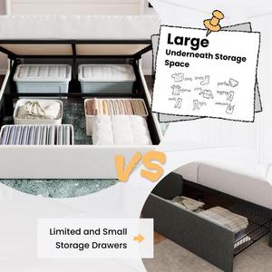 Letto Moderno di Lusso Imbottito con Piattaforma, Luci LED, Contenitore Intelligente e Porte USB, Struttura Robusta Smontabile (KD) <span class=keywords><strong>per</strong></span> Camera da Letto - Product Image 3