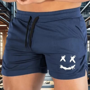 กางเกงขาสั้นออกกำลังกายของผู้ชายแบบสปอร์ตแห้งเร็วระบายอากาศได้ดีและมีความสุขพิมพ์ลายรัดรูปสำหรับใส่วิ่งและฝึกซ้อมสไตล์ลำลองสีพื้น - Product Image 1