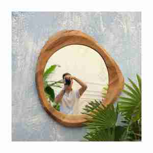 Mini miroir au design moderne le plus vendu avec cadre en bois Décoration murale artisanale pour les chambres à prix économique en Inde - Product Image 1