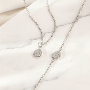 จี้เพชรโมอิสซาไนต์ทรงหยดน้ำ 0.50 กะรัต ระดับความสะอาด VVS ตัวเรือนเงินแท้ 925 พร้อมสร้อยคอแบบเชื่อมต่อ ดีไซน์ทันสมัยสำหรับสาวๆ เครื่องประดับคุณภาพ - Product Image 2