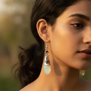 Boucles d'oreilles pendantes vintage en argent 925 avec opale et grenat serti clos, bijoux goutte d'eau pour femme, à porter au quotidien - Product Image 2