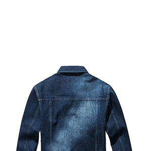 แจ็คเก็ตยีนส์กันลมแบบเป็นมิตรกับสิ่งแวดล้อมสำหรับผู้ชาย พร้อมปกตั้งและโลโก้ด้านหน้า-ขายส่งและตัวแทนจำหน่าย - Product Image 4