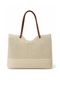 Bolso de Hombro Tejido para Mujer con Correa de Cuero, Bolso Tote Casual Elegante, Bolso de Ganchillo a la Moda, Bolso Tejido para Uso Diario - Product Image 2