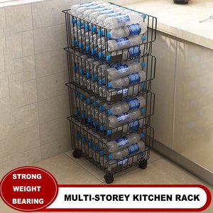 Cesta de fruta de 5 niveles con ruedas, alambre de almacenamiento de Metal, cesta de almacenamiento apilable, organizador, carrito de utilidad, estantería - Product Image 5