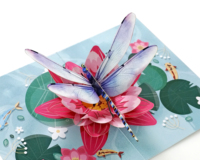 Modèle d'animal en papier 3D de libellule et de lotus, artisanal, nouvelle arrivée, carte pour invitations d'anniversaire, vente en gros disponible