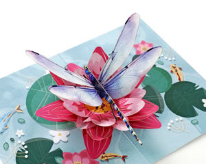Modèle d'animal en papier 3D de libellule et de lotus, artisanal, nouvelle arrivée, carte pour invitations d'anniversaire, vente en gros disponible - Product Image 3