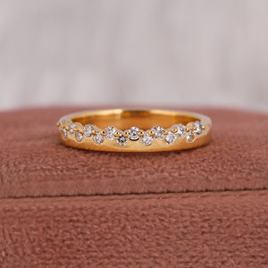 Platine plaqué or Style classique coupe ronde unique laboratoire cultivé diamant alliance personnalisé à la mode femmes mode bague parfaite - Product Image 1