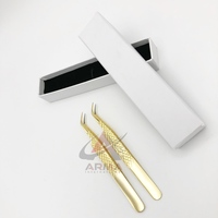 Pince à épiler professionnelle légère en acier inoxydable plaqué or 24 carats, à pointe incurvée pour extensions de cils, pince à épiler pour sourcils, personnalisable