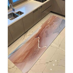 Alfombra de Mármol Marrón Dorado: Alfombra Antideslizante para Cocina, Alfombra Estampada, Alfombra Suave No Tejida - Product Image 5