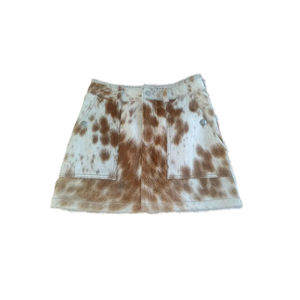 High Street Fashion Genuine Leather Casual Women's <b>Elastic</b> <b>Waist</b> Custom Printed Cowhide <b>Skirt</b> High Quality - Product Image 1