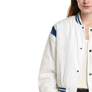 Wholesale Custom Plain Cotton Blank Women <b>Crop</b> Varsity <b>Jacket</b> 2025 Casual Wear Trending Women <b>Crop</b> Varsity <b>Jacket</b> OEM Serviced - Product Image 4