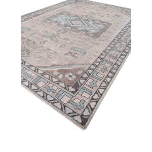 พรมขนสัตว์ถักมือสีเทาดำลายเหรียญตรา รูปทรงสี่เหลี่ยมผืนผ้า สำหรับปูทางเดินในบ้าน รุ่น Skwl-573 - Product Image 2