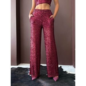 Topshow Women's <b>Wide</b>-<b>Leg</b> <b>Trousers</b> with <b>Sequins</b> Stylish Evening Outfit-Available for Wholesale - Product Image 6