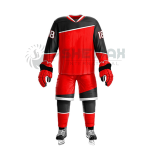 Benutzer definierte 100% Polyester Eishockey Uniform Sets Neueste Design in verschiedenen Stilen und einfachen Farben mit benutzer definierten Teamnamen - Product Image 1