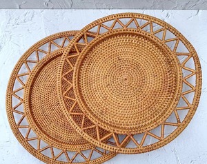 <b>Aesthetic</b> Handicrafts Round Rattan Seashell Serving Tray Festive Christmas Gift Decorative Tableware for Home Decor - Product Image 4