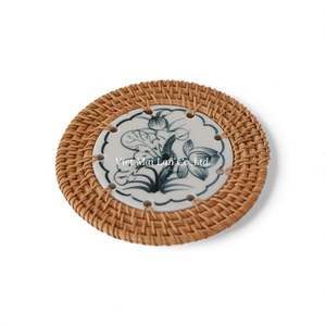 Traditional Vietnamese Rattan Coaster Handmade For <b>Table</b> <b>Protection</b> And Decoration - Product Image 1