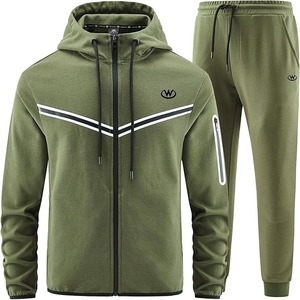 Ensemble de survêtement d'hiver respirant 2-en-1 coupe ajustée pour homme en polyester/coton/spandex/polaire, coupe-vent, idéal pour l'entraînement et la gym - Product Image 4