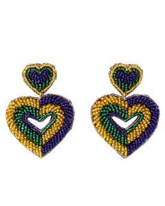 Fantaisie À La Mode À La Main Mardi Gras Coeur Perlé Broderie Boucle D'oreille Élégant Belle Mignon Nouveau Design De Luxe À La Mode De L'Inde - Product Image 1