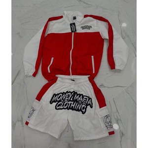 2025 personnalisé hiver écologique respirant Nylon Polyester deux pièces veste short costume ensemble sport coupe-vent survêtement pour hommes - Product Image 5