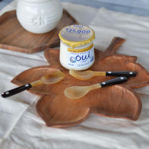 Cuillère à caviar en corne de buffle, ensemble de serveurs à salade en corne de buffle avec 2 spatules, ustensiles durables faits à la main - Product Image 4