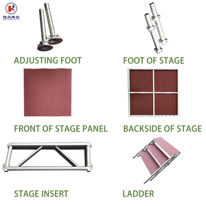 แท่นเวทีอลูมิเนียมสีดำ ท็อปไม้ ปรับระดับได้ 4x4 - Product Image 4