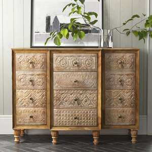 Aparador de madera de mango tallado a mano antiguo, 8 cajones, almacenamiento de madera maciza de calidad superior, sala de estar, diseño de lujo, hoteles domésticos OEM - Product Image 2