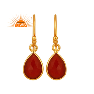 Latest Design Sterling Silver Natural <b>Red</b> Onyx Gemstone Dangle <b>Earring</b> Jewelry for Women Gift for Her - Product Image 1