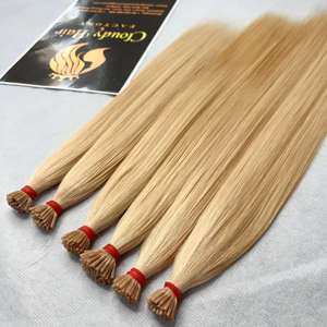 Hot Selling Product 100% Raw Human Hair Keratins Tips Luxury Hair Extensions Super Double Drawn I-Tips Blonde Straight Hair - Product Image 3