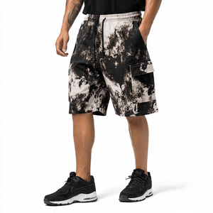 Short de survêtement pour hommes Short en polaire de détresse à cordon de serrage à l'acide pour hommes - Product Image 6