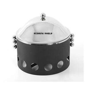 Pot en métal au design arabe Offre Spéciale Casserole de luxe faite à la main de créateur Chauffe-plat de table en acier inoxydable de forme ronde - Product Image 2