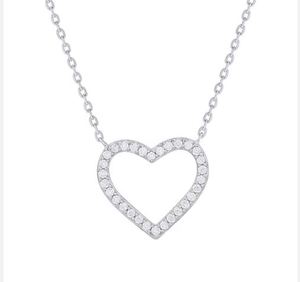 Colgante con forma de corazón elegante de diamantes redondos de alta calidad con colgantes y dijes de moda de cadena para boda y compromiso - Product Image 5