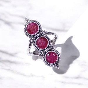 Bague en pierres précieuses de qualité supérieure avec pierres précieuses naturelles et bijoux en argent pour femme - Product Image 2
