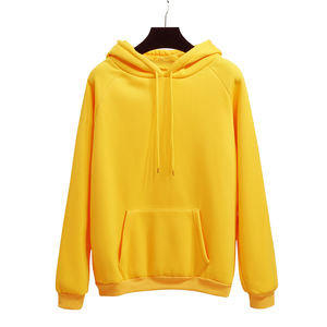 Sudadera con capucha de manga larga para mujer de calidad superior, tejido transpirable, logotipo personalizado, cuello amarillo con capucha, sudadera frontal de invierno - Product Image 1