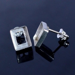 High Quality 925 Sterling <b>Silver</b> Rectangle <b>Stud</b> <b>Earring</b> Blank Setting 4x6 to 23x33mm Bezel Cup Collet Gemstone Jewelry Making - Product Image 1