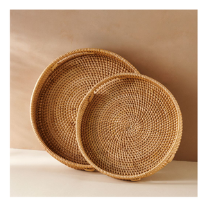 Top Price Rectangle Rattan Serving Tray Home Desk <b>Organized</b> Candle Holder Decorative Item Rattan Tray - Product Image 4