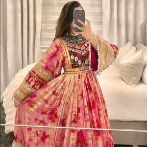 Robe de mariage Afghan en velours afghan, faite à la main, en dentelle brodée, traditionnelle, vintage, de style tribal, sur toute la longueur - Product Image 2