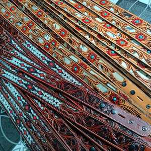 Ceinture en cuir pleine fleur de style western unisexe avec sculpture florale à la main, longueur personnalisée, boucle de rodéo internationale, meilleur prix - Product Image 4