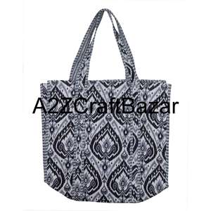 Sac fourre-tout à bandoulière en coton matelassé à rayures fait à la main pour femmes, grand format, écologique, design bohème indien en provenance du Rajasthan - Product Image 1