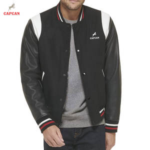 แจ็คเก็ตวาร์ซิตี้ดีไซน์คลาสสิก งานพรีเมียม แขนหนังแท้ ตัวเสื้อทำจากผ้าขนสัตว์ คอตั้ง  แจ็คเก็ตฤดูหนาวที่เป็นมิตรกับสิ่งแวดล้อม - Product Image 6