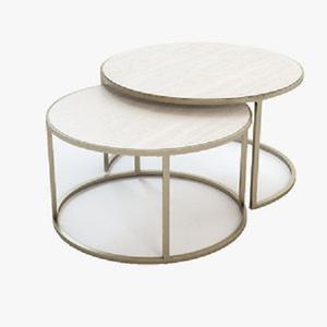 Ensemble de 2 Tables modernes en marbre pour la maison, le salon, la salle à manger, table décorative en métal doré, couleur Unique, meubles latéraux - Product Image 6