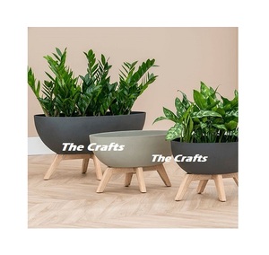 Extremely Good Design <b>Planters</b> Set Of 2 <b>Wooden</b> And Iron <b>Planters</b> With Stand For <b>Garden</b> Decor Accessories - Product Image 4