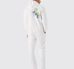 Survêtement surdimensionné imprimé en deux pièces 100% coton pour homme, couleur unie, à capuche, imprimé bouffant pour l'hiver - Product Image 2