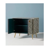 Meubles de luxe meilleur design buffet fait à la main en incrustation d'os motif rayé buffet/meuble