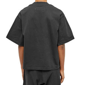 Custom Design logo Mens Washed Short Sleeve Ribbed Mock Neck <b>Black</b> Oversized <b>T</b>-<b>shirts</b> - Product Image 2
