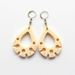 Pendientes de hueso real hechos a mano para mujer, joyería de arte popular étnico, artesanía de hueso pulido natural de la India - Product Image 1