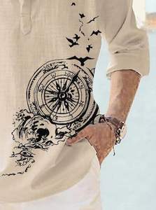 Durable impreso diseñador alto Visible transpirable tendencia 100% algodón suave moda hombres Casual manga larga camisas a granel - Product Image 5